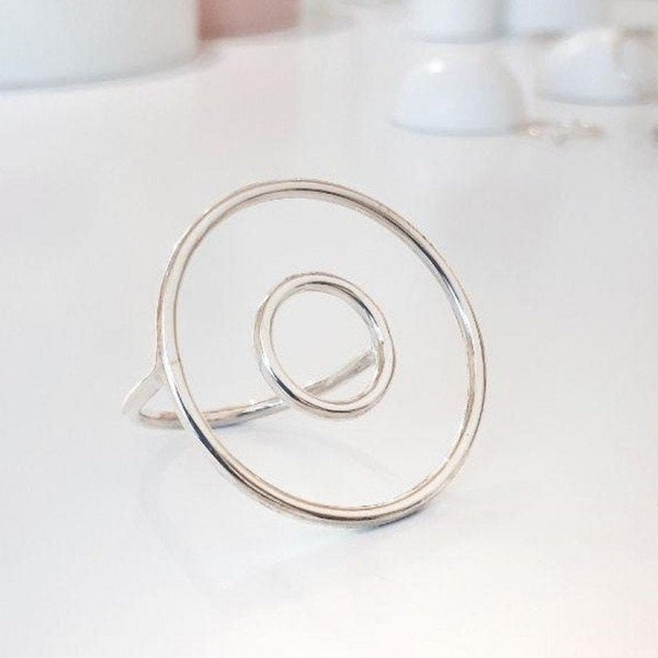 Sterling silver statement ring, Geometric ring silver, Contemporary ring, Minimal ring, Contemporary silver ring,Sterling silver modern ring