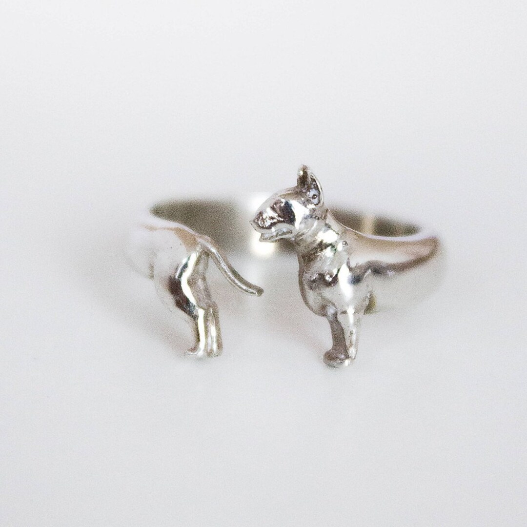 Bull Terrier Ring, Animal Ring, Sterling Silver 925 Bull Terrier Ring