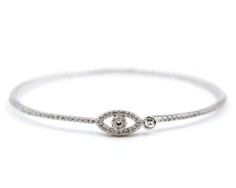 Nazar Cuff, Evil Eye Cuff, Evil Eye Bracelet, Evil Eye Jewelry, Silver Cuff, Zirconia Cuff