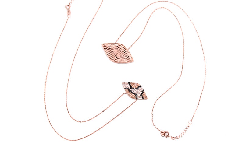 Jaguar Necklace Rose Gold Necklace Sterling Silver Champagne Necklace Champagne Crystals Leopard Necklace