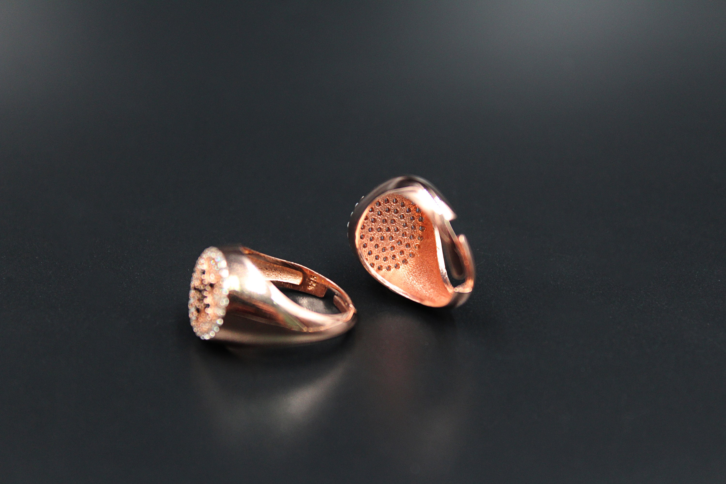 Rose Gold Sterling Silver Rings Small Adjustable Etsy