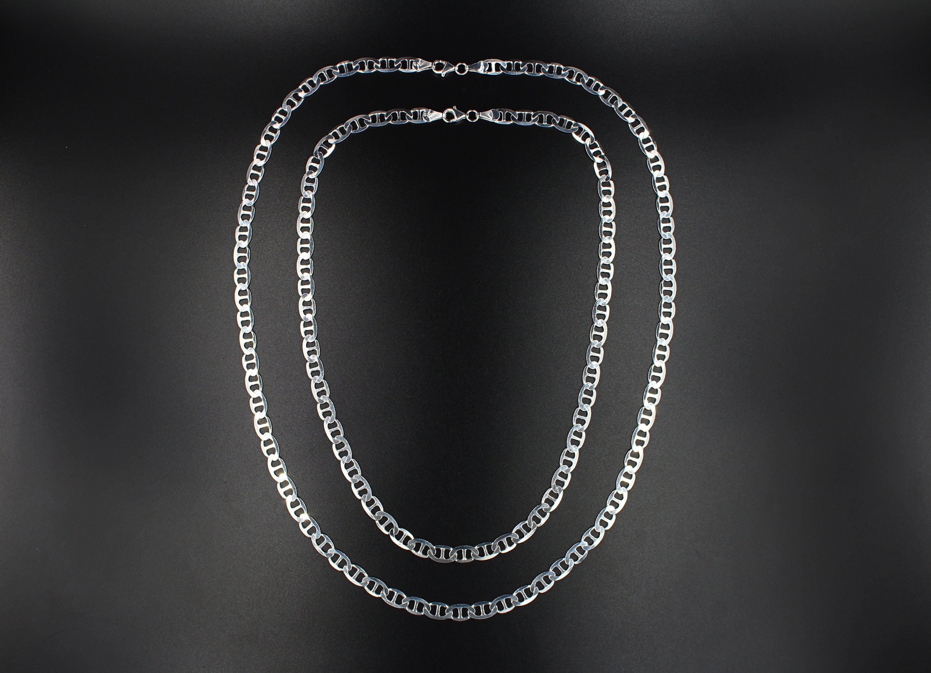 7mm Sterling Silver Mariner Chain Mens Chain Chain Etsy