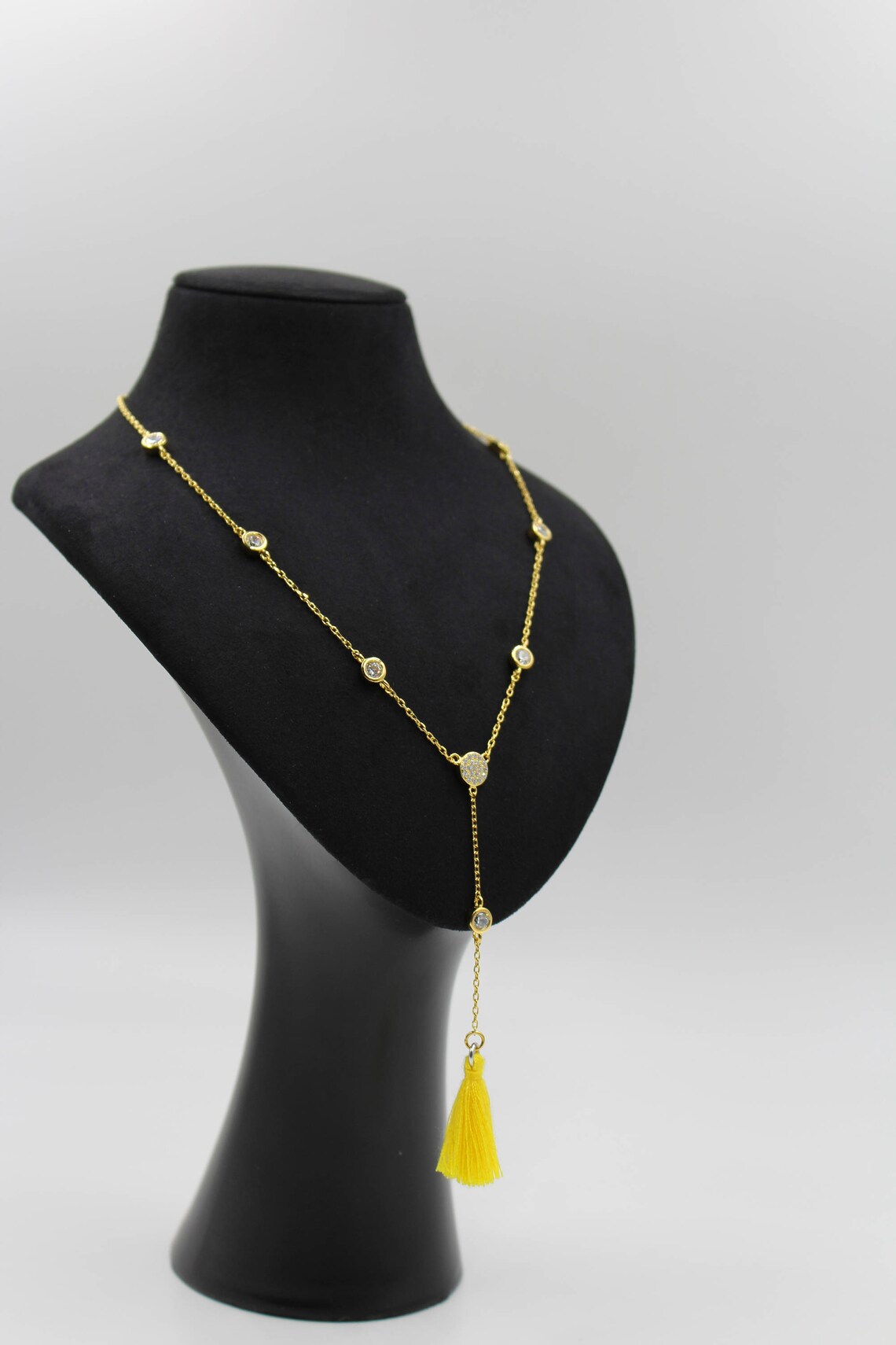 Gold Tassel Necklace Tassel Gold Lariat Necklace Gold Etsy