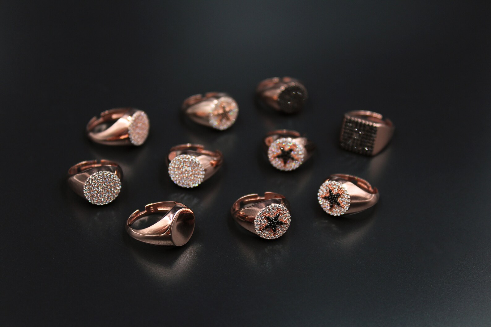 Rose Gold Sterling Silver Rings Small Adjustable Etsy
