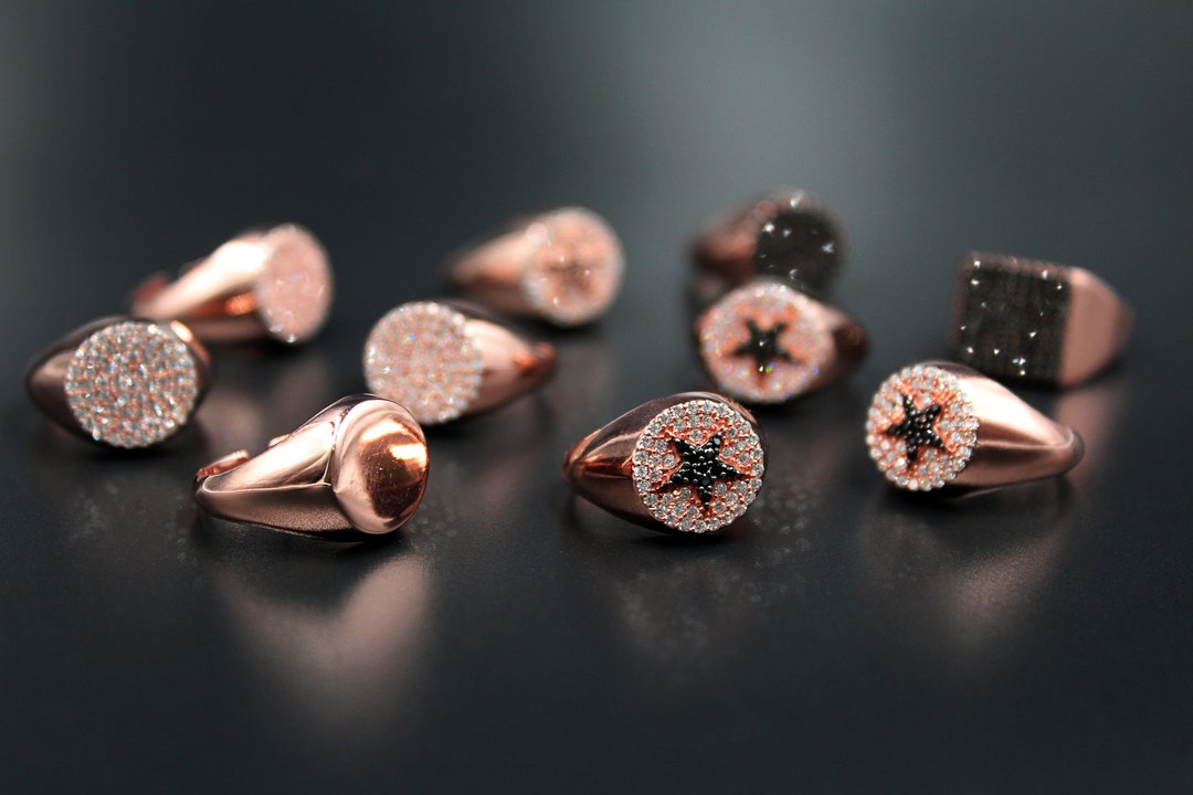 Rose Gold Sterling Silver Rings Small Adjustable Etsy