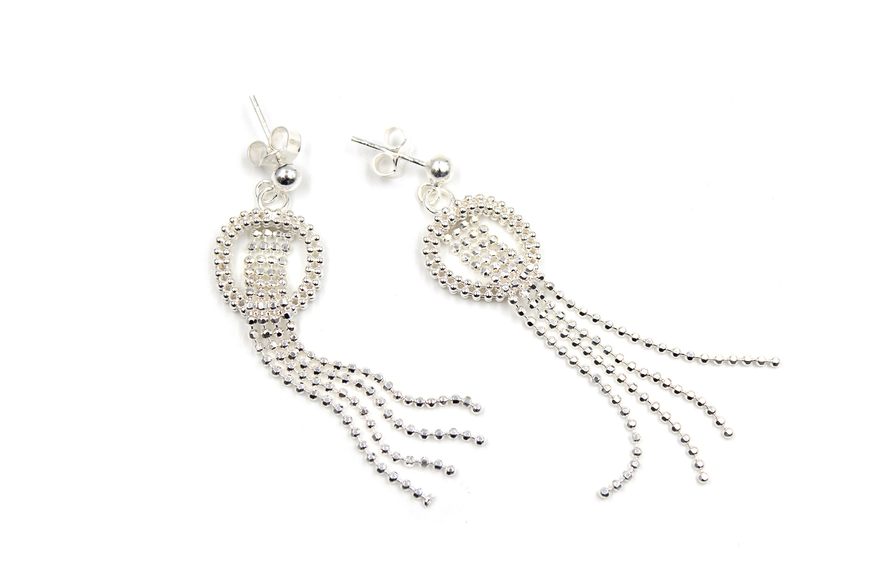 Bead Chain Earrings Ball Chain Earrings Sterling Silver Etsy