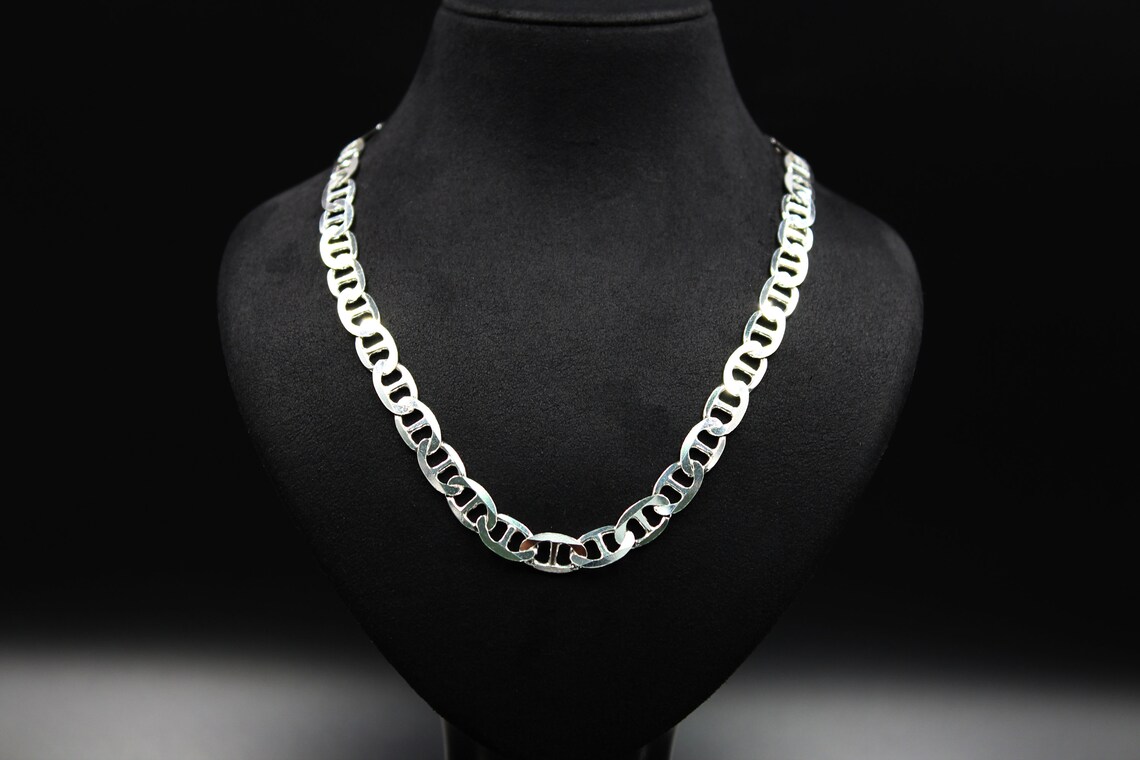 7mm Sterling Silver Mariner Chain Mens Chain Chain Etsy