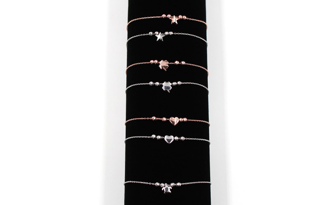 Mini Charm Bracelet Rose Gold Bracelet Rose Gold Anklet Etsy