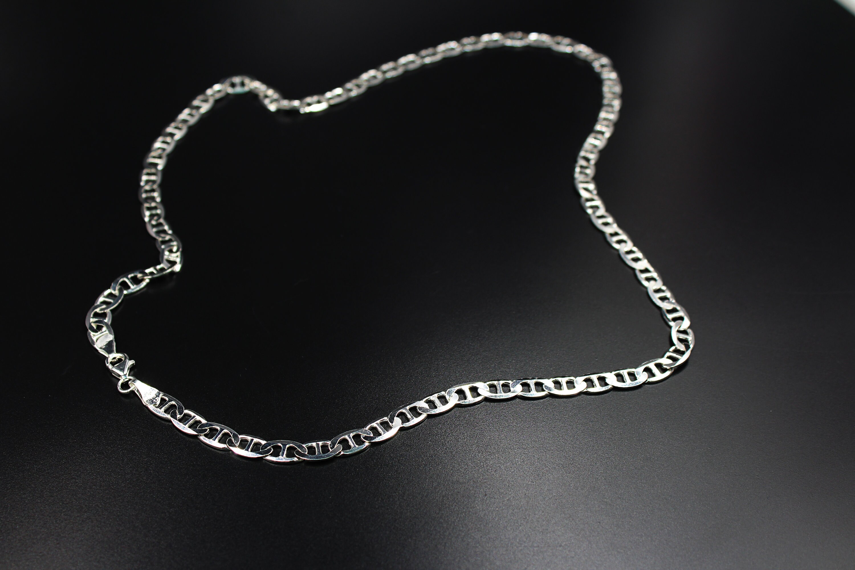 7mm Sterling Silver Mariner Chain Mens Chain Chain Etsy