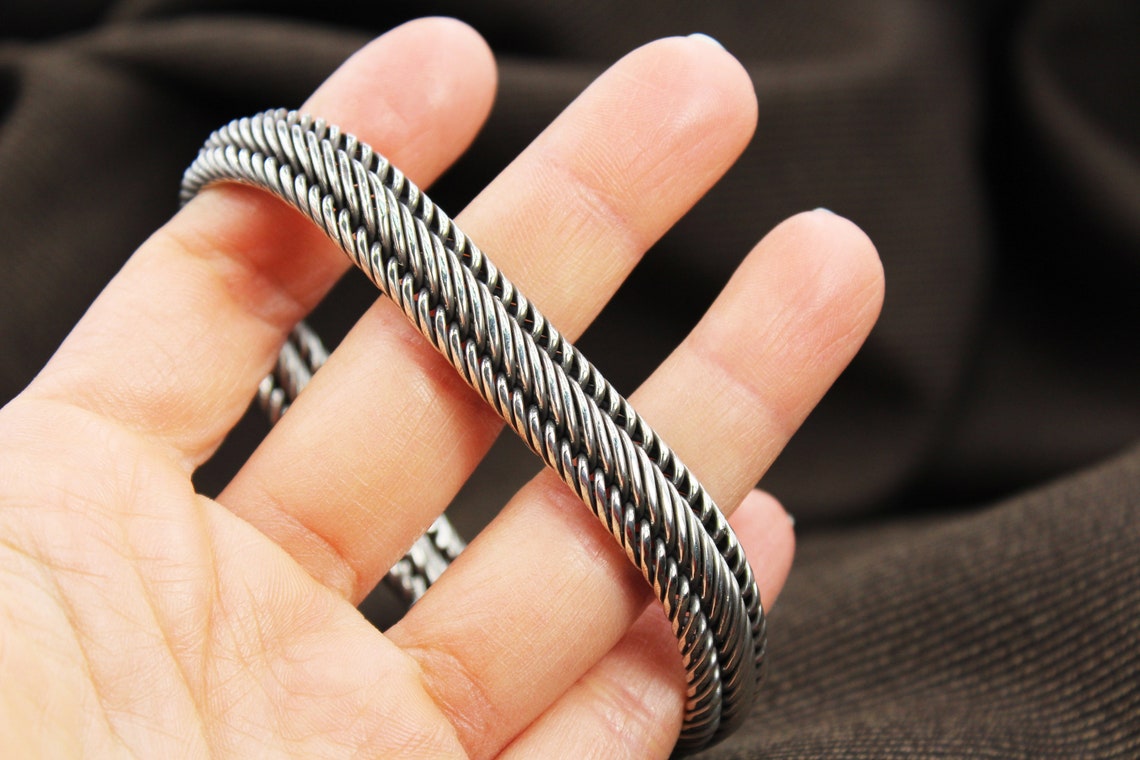 Brazalete de Plata de Hombre Brazalete de Plata Sólida Etsy