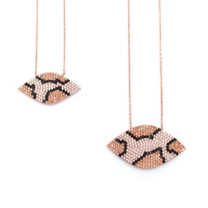 Jaguar Necklace Rose Gold Necklace Sterling Silver Champagne Necklace Champagne Crystals Leopard Necklace