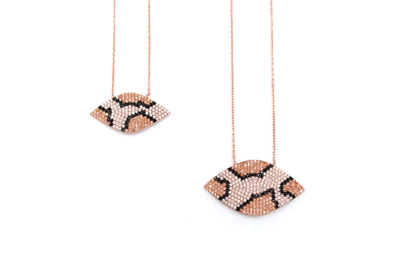 Jaguar Necklace Rose Gold Necklace Sterling Silver Champagne Necklace Champagne Crystals Leopard Necklace