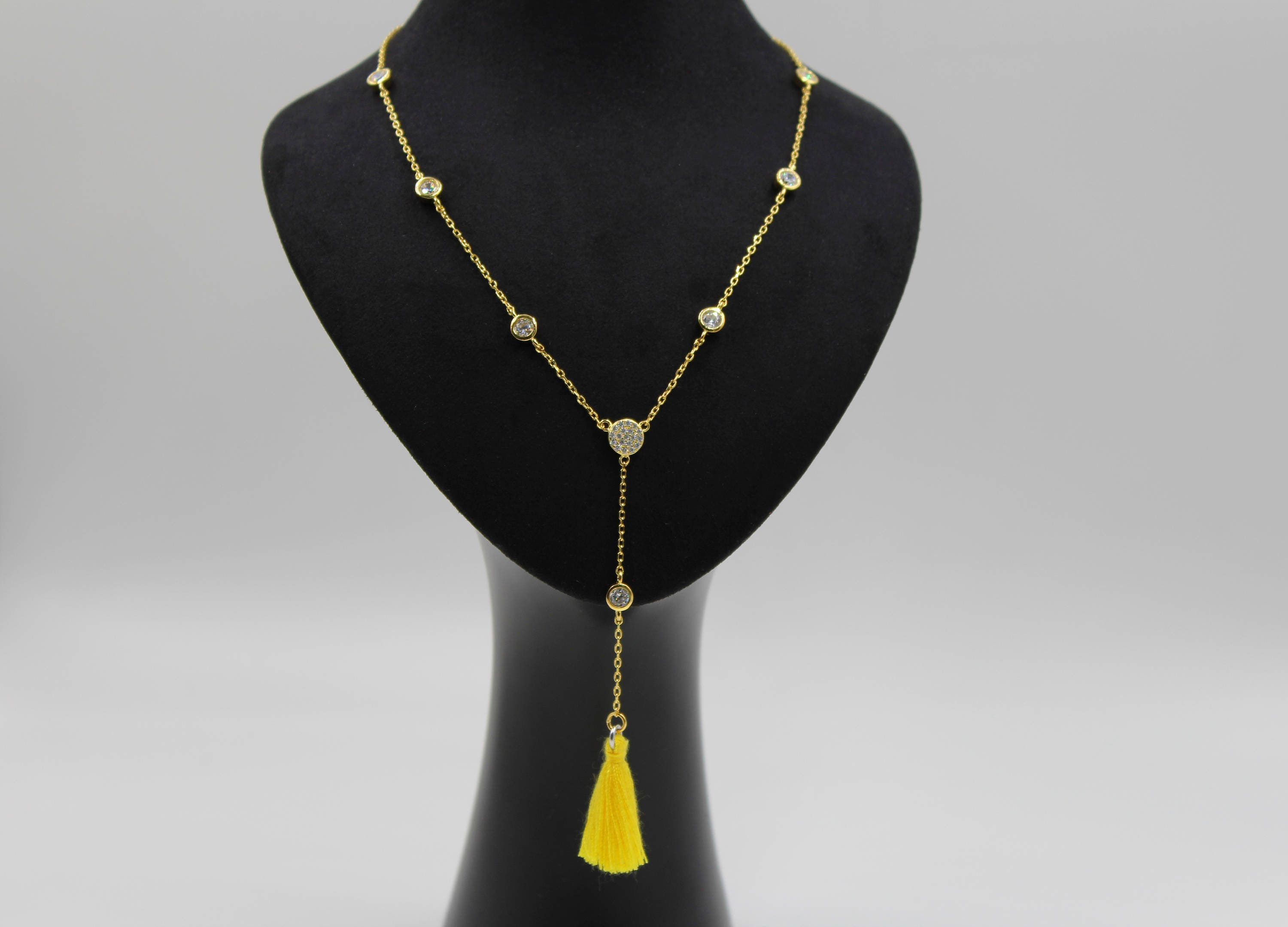Gold Tassel Necklace Tassel Gold Lariat Necklace Gold Etsy