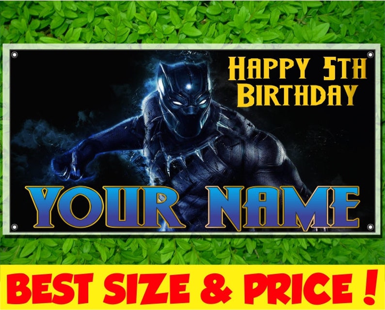 Black Phanter Printed Happy Birthday Vinyl Banner Personalized Etsy