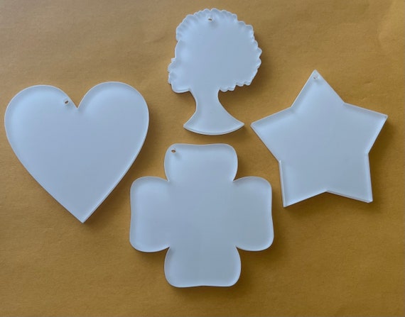 Acrylic Shapes Sublimation Blanks Heart Star Clover African Head Wrap  Cutouts Heat Press Sublimation Blanks 