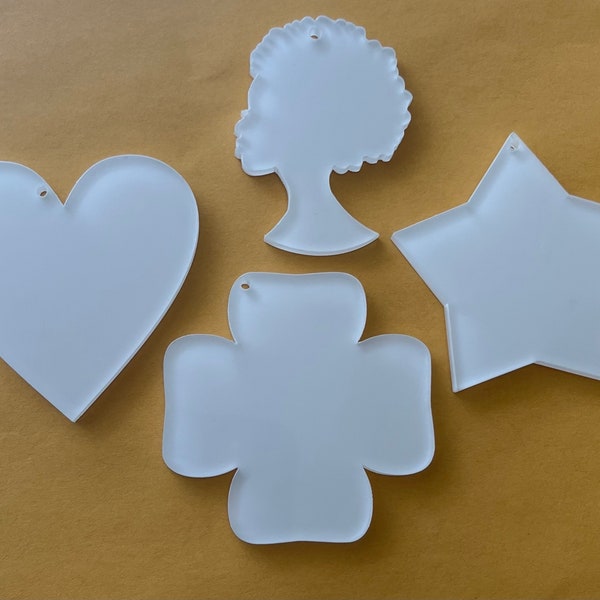 Acrylic Shapes Sublimation Blanks  Heart  Star  Clover  African Head Wrap Cutouts Heat Press Sublimation Blanks