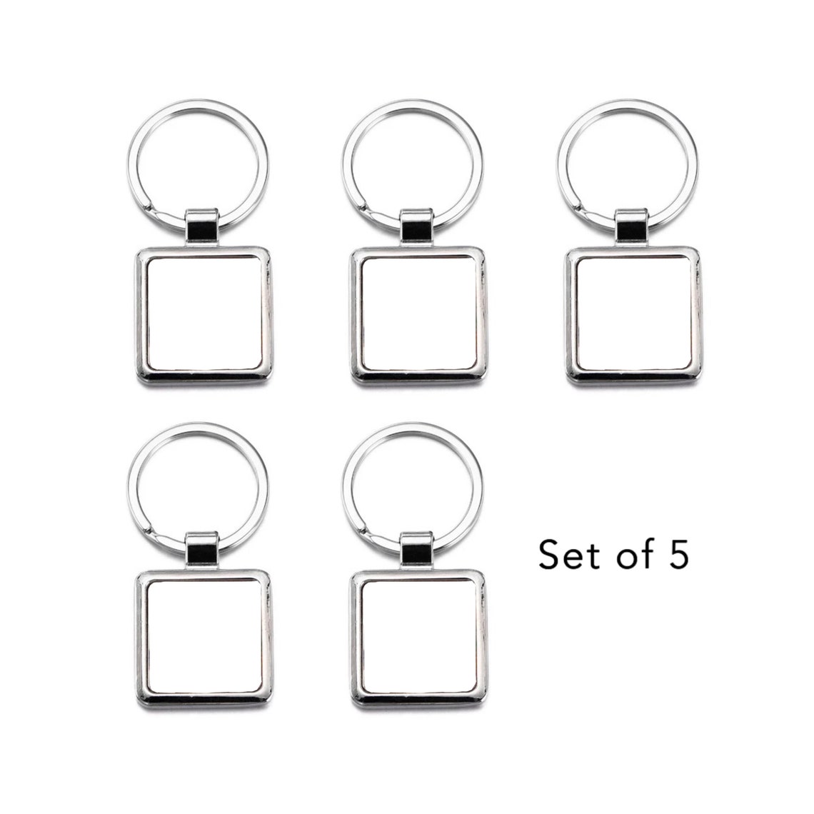 Set of 5 Square Metal Keychains Sublimation Blanks Etsy