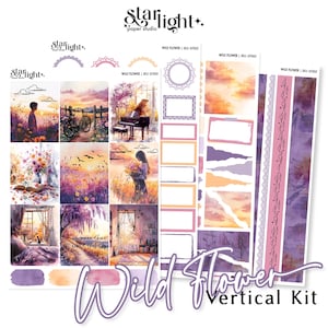 Wild Flower Weekly Kit | Planner Stickers, Foiled Weekly Planner Sticker Kit, Vertical Kit, Planner Kit