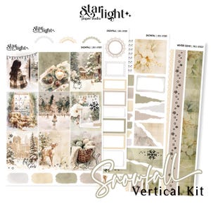 Snowfall Weekly Kit | Planner Stickers, Foiled Weekly Planner Sticker Kit, Vertical Kit, Planner Kit