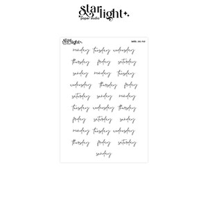Foil: Days | Planner Stickers, Stickers, Foil Stickers, Script Stickers, Journaling
