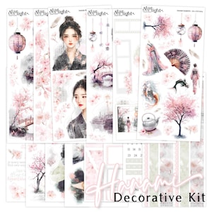 Hanami Decorative Kit | Decorative Kit, Planner Stickers, Planner Kit, Journaling Stickers