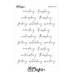 Foil: Large Days | Planner Stickers, Stickers, Foil Stickers, Script Stickers, Journaling