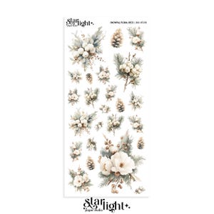 Snowfall Floral Deco | Floral Stickers, Deco Stickers, Planner Stickers, Journaling Stickers