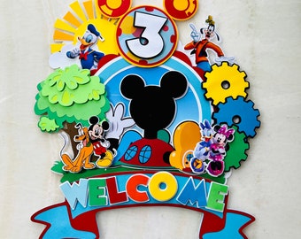 Mickey Mouse clubhouse party sign, Mickey mouse birthday decor, Mickey Mouse door sign, Mickey Mouse welcome sign