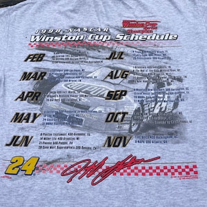 Vintage 1998 jeriff gordon jagtauthentic nascar zeitplan t-shirt Größe Medium 90er Jahre Racing Tee