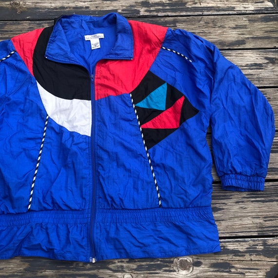 Vintage 1990s Red White Blue Colorblock Nylon Win… - image 3