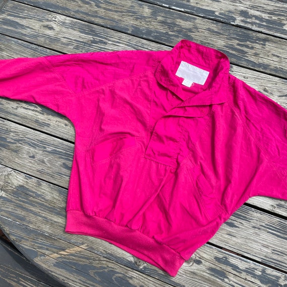 Vintage 1980s Sportswear Top Blouse Hot Pink Wome… - image 2