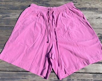 Vintage 1980s Pink Board Shorts Elastic Waist surf style womens Small 26 to 32 inch waist