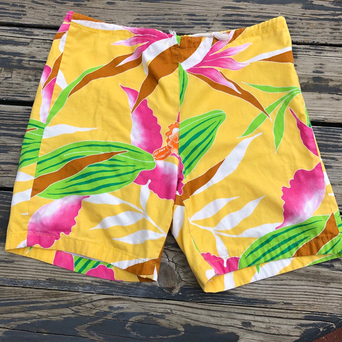 Vintage 80s Original Jams Surf Line Board Shorts Yellow Print | Etsy