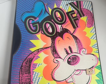 DISNEY Vintage 80s 90s Goofy Electric Mouse Mead 3 Ring Binder Notebook Mickey
