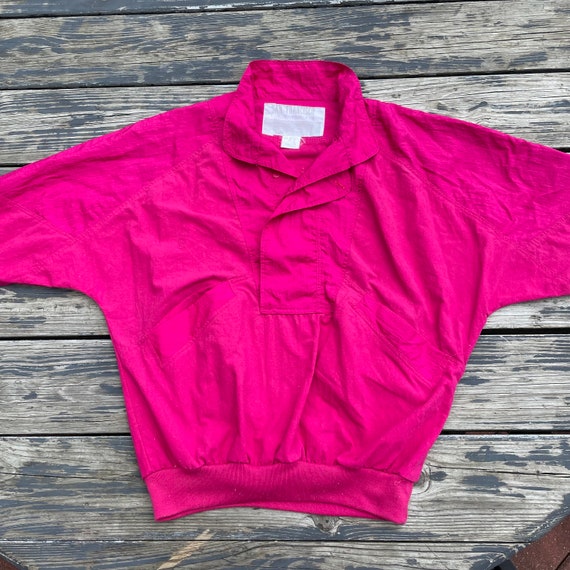 Vintage 1980s Sportswear Top Blouse Hot Pink Wome… - image 3