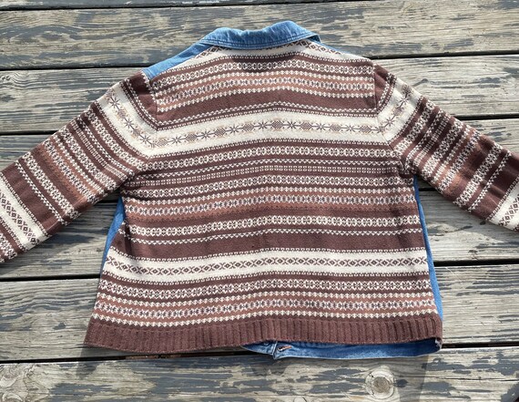 Vintage Y2K 2000s Denim Jacket Sweater Knit Sleev… - image 8