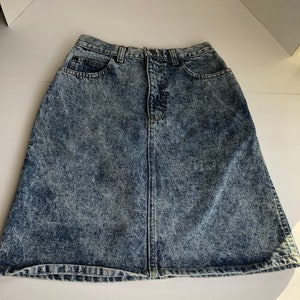 Vintage Sasson Stone Washed 80s Denim Mini Skirt 25 inch waist High Rise Retro 1980s Jeans