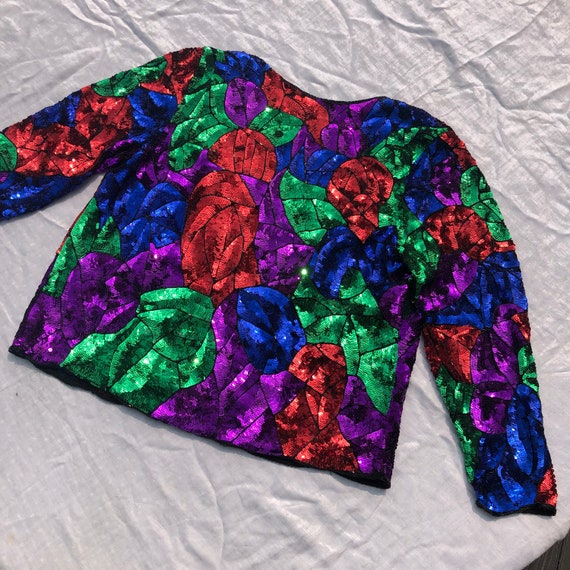 1980s 1990s Sequined Dress Jacket Womens XL Gorgeo