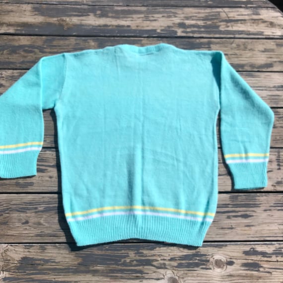 Vintage 1980s Acrylic Knit Sweater Mint Green Sco… - image 2