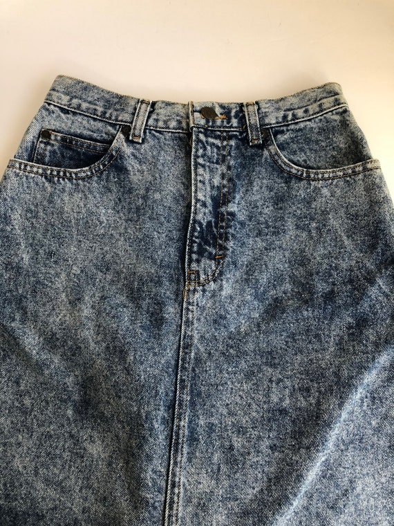Vintage Sasson Stone Washed 80s Denim Mini Skirt … - image 8
