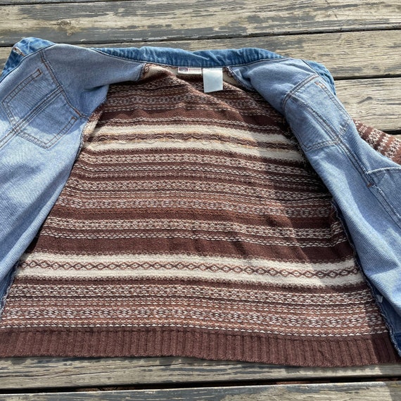 Vintage Y2K 2000s Denim Jacket Sweater Knit Sleev… - image 9