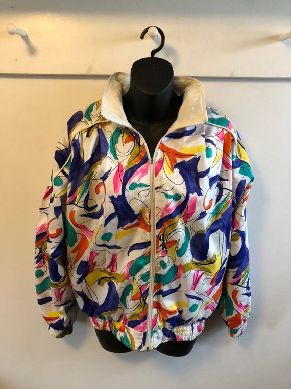 Vintage 1980s multi colored windbreaker all over p