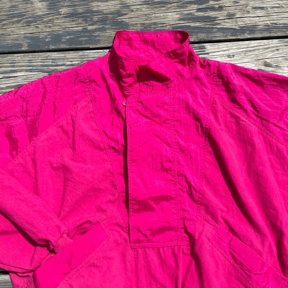 Vintage 1980s Sportswear Top Blouse Hot Pink Wome… - image 5