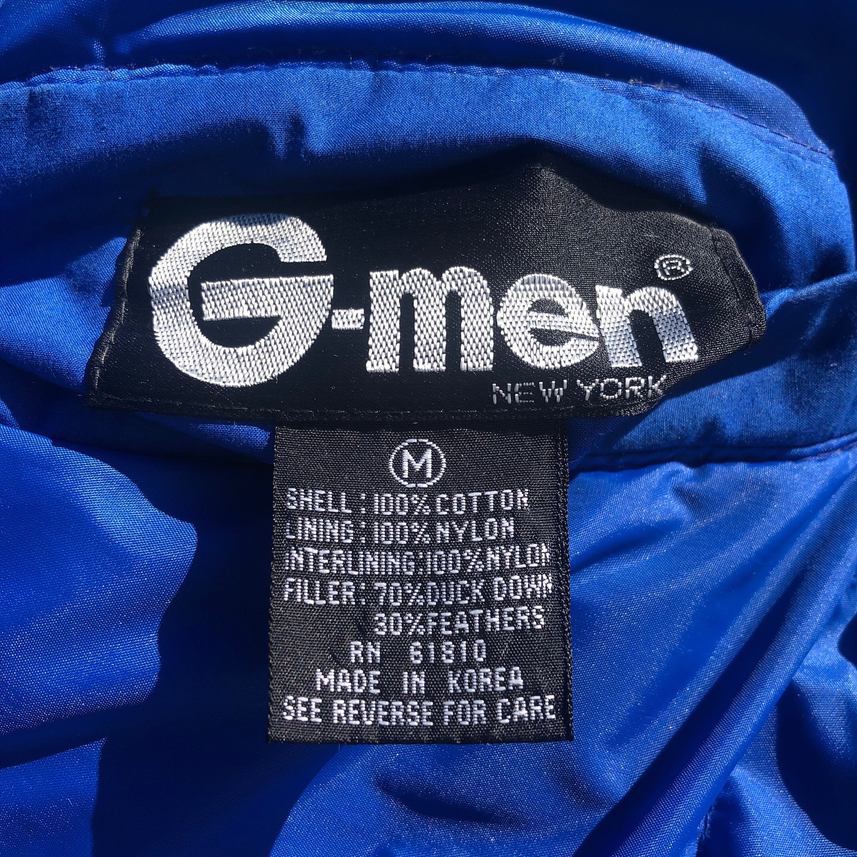 Vintage 90s G Men Goose Down Puffer Jacket Coat Colorblock Vintage 90s G Men Goose Down Puffer Jacket Coat Colorblock