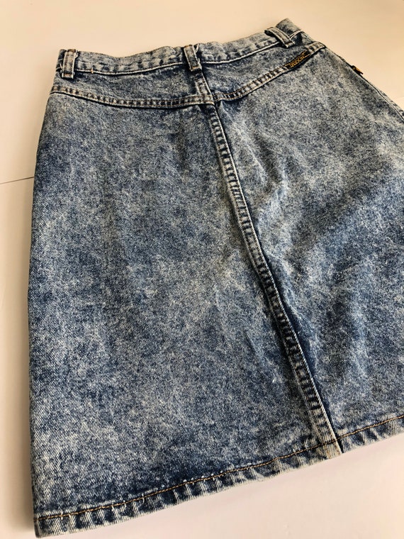 Vintage Sasson Stone Washed 80s Denim Mini Skirt … - image 2