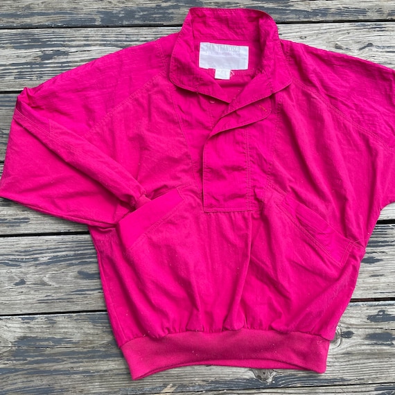 Vintage 1980s Sportswear Top Blouse Hot Pink Wome… - image 1