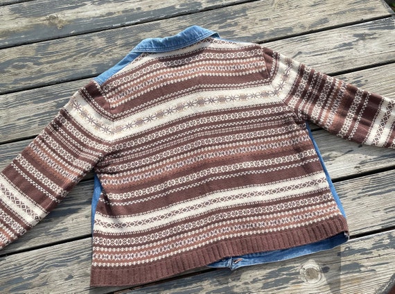 Vintage Y2K 2000s Denim Jacket Sweater Knit Sleev… - image 6