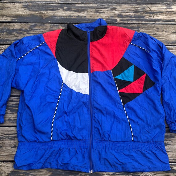 Vintage 1990s Red White Blue Colorblock Nylon Win… - image 4