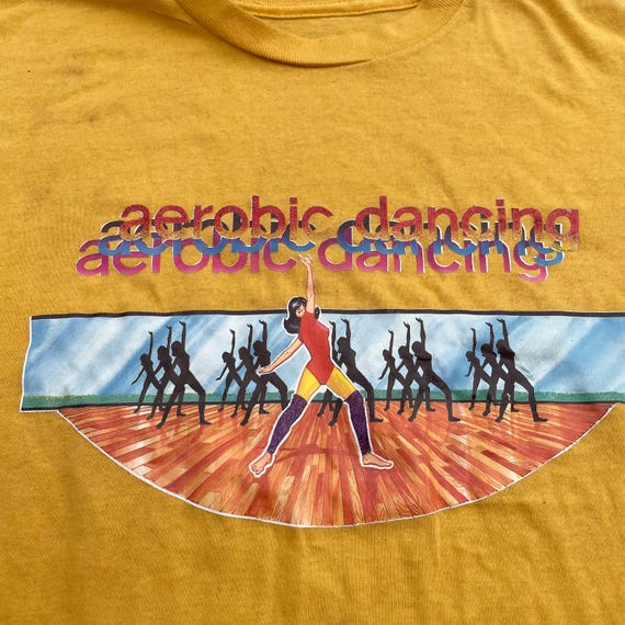 Vintage 80s Aerobic Dancing Exercise Glitter Transfer Single