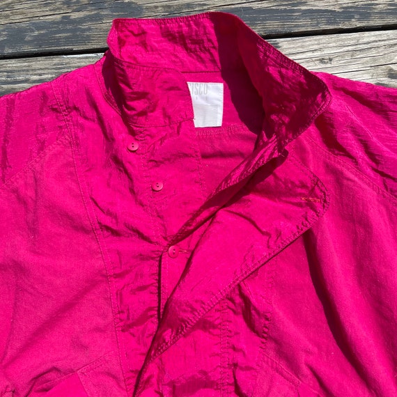 Vintage 1980s Sportswear Top Blouse Hot Pink Wome… - image 4